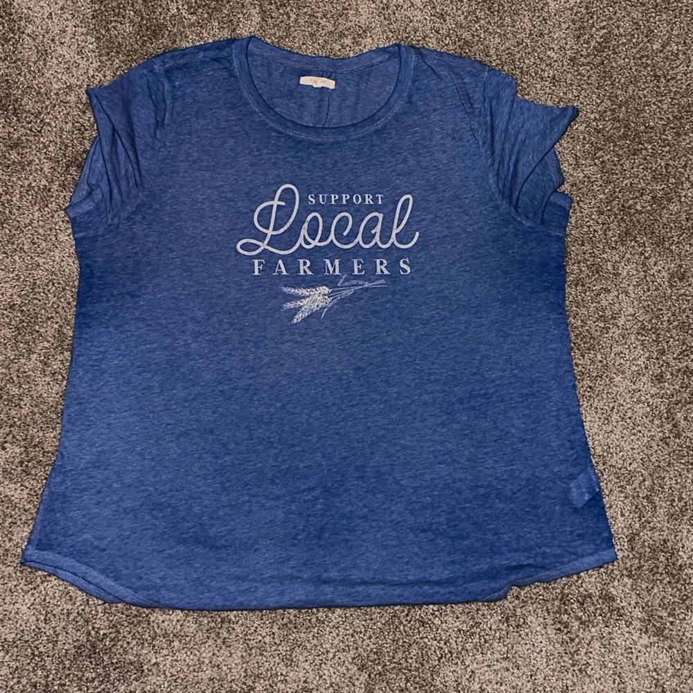 Support Local Farmers Blue Graphic Tee